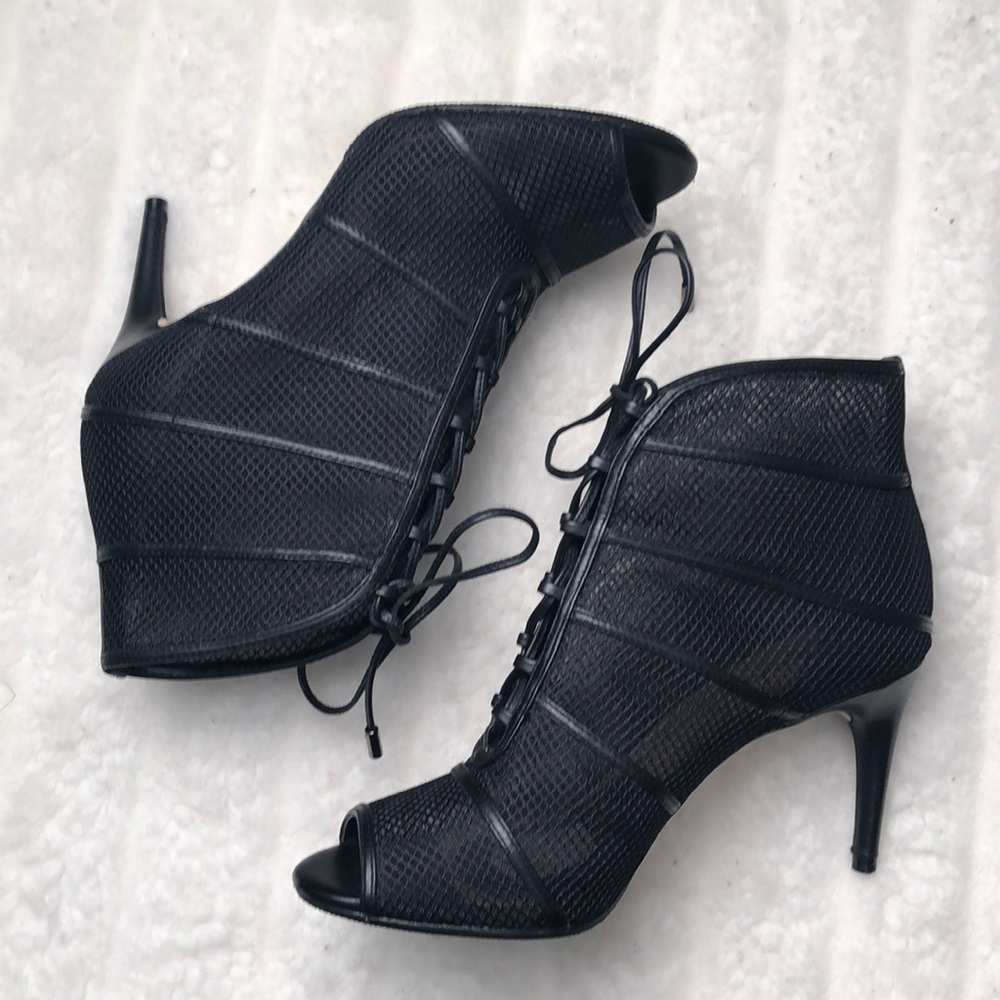 BCBG Booties BLACK Fishnet-Size7.5